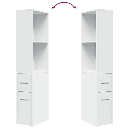 vidaXL Narrow Bathroom Cupboard with Wheels White Engineered Wood