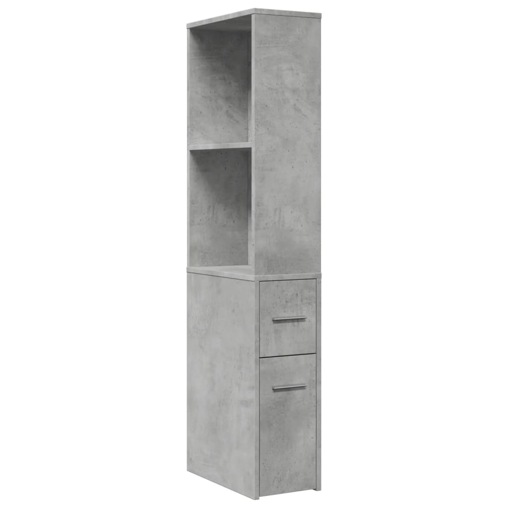 vidaXL Narrow Bathroom Cupboard with Wheels Concrete Grey