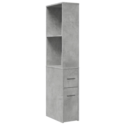 vidaXL Narrow Bathroom Cupboard with Wheels Concrete Grey