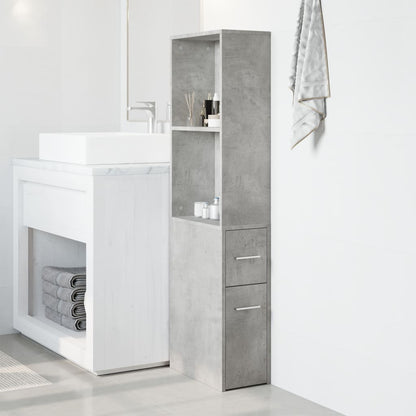 vidaXL Narrow Bathroom Cupboard with Wheels Concrete Grey