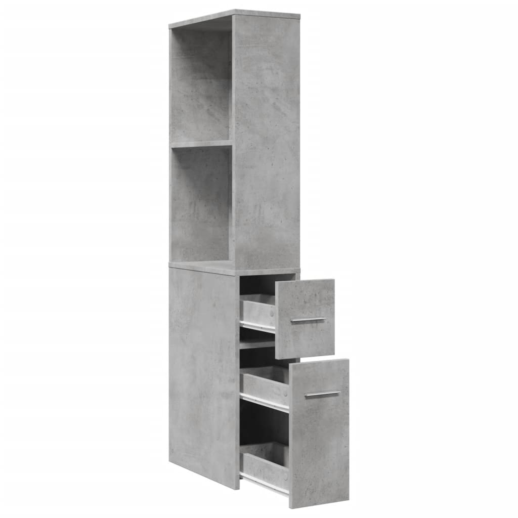 vidaXL Narrow Bathroom Cupboard with Wheels Concrete Grey