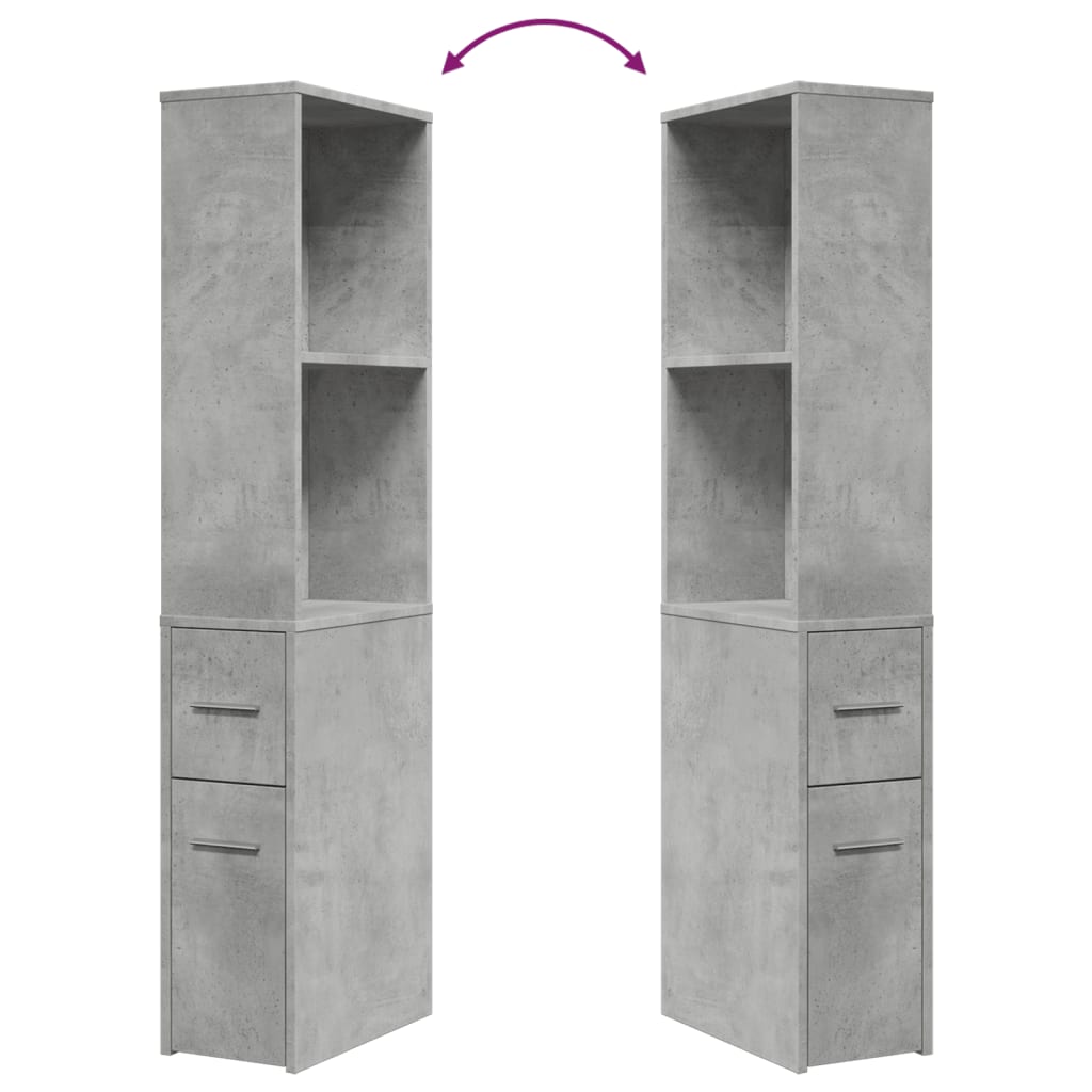 vidaXL Narrow Bathroom Cupboard with Wheels Concrete Grey