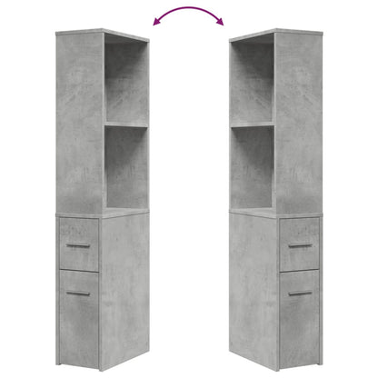 vidaXL Narrow Bathroom Cupboard with Wheels Concrete Grey