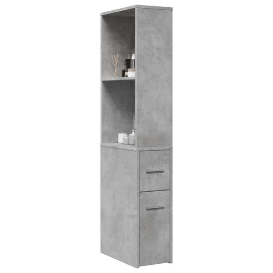 vidaXL Narrow Bathroom Cupboard with Wheels Concrete Grey