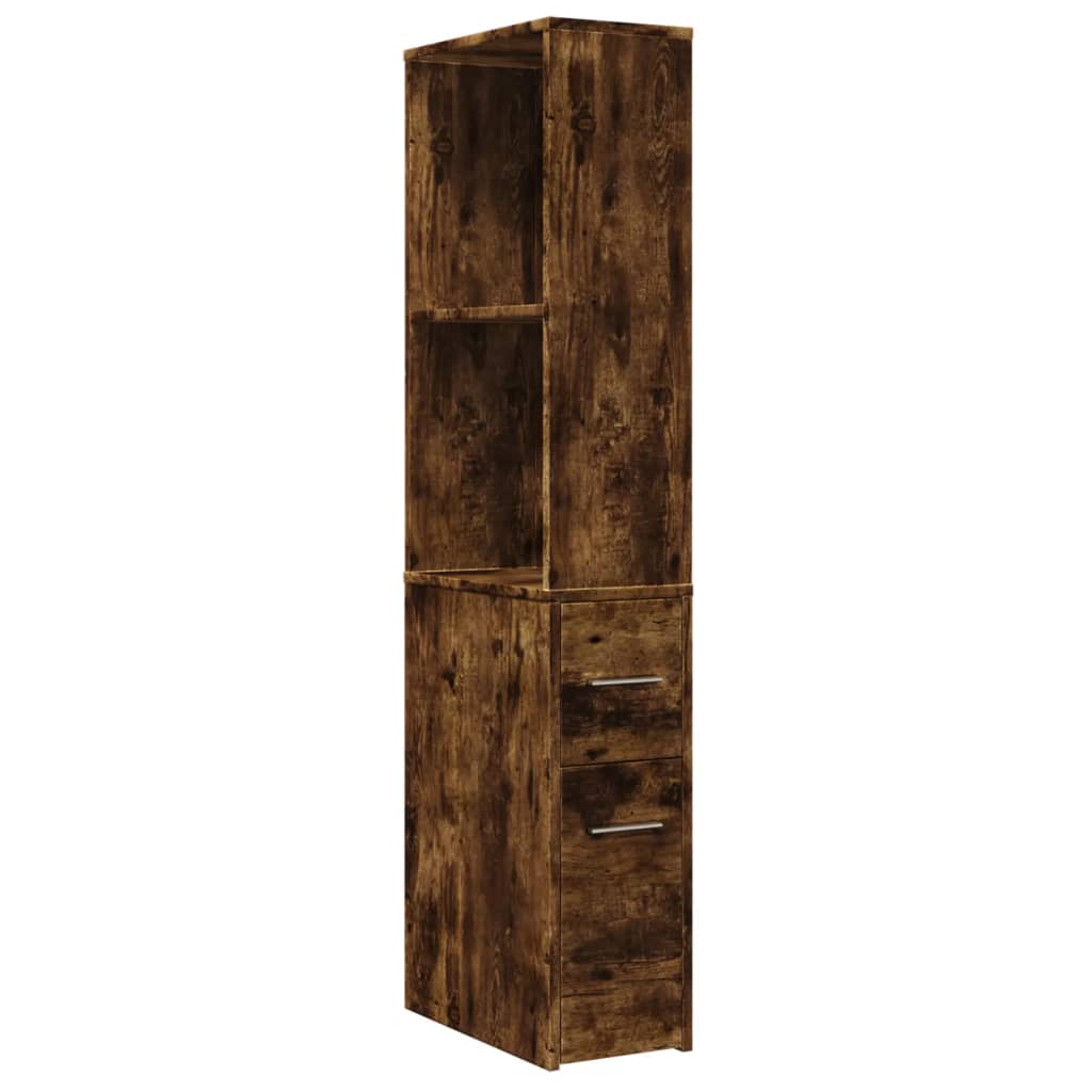 vidaXL Narrow Bathroom Cupboard with Wheels Smoked Oak Engineered Wood