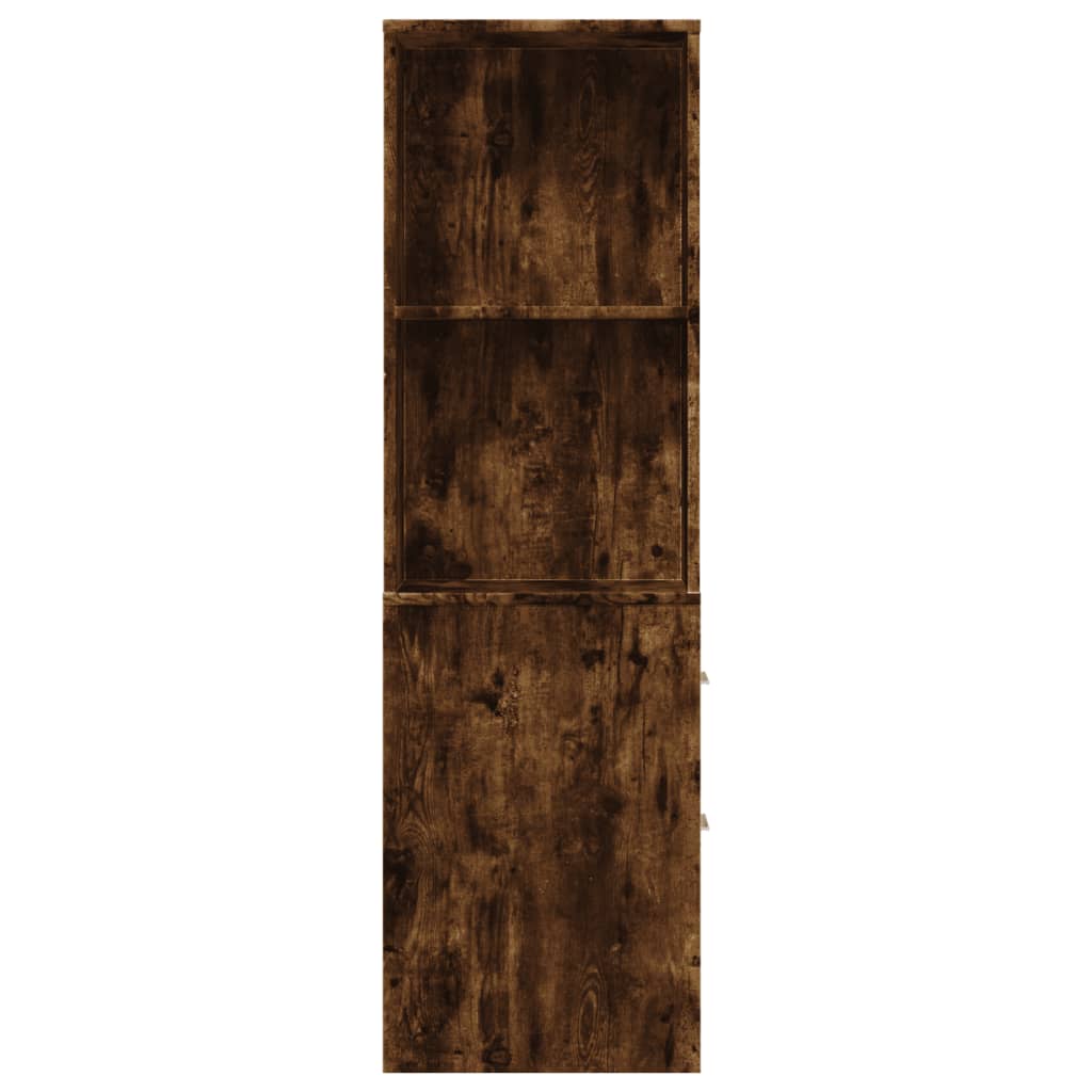 vidaXL Narrow Bathroom Cupboard with Wheels Smoked Oak Engineered Wood