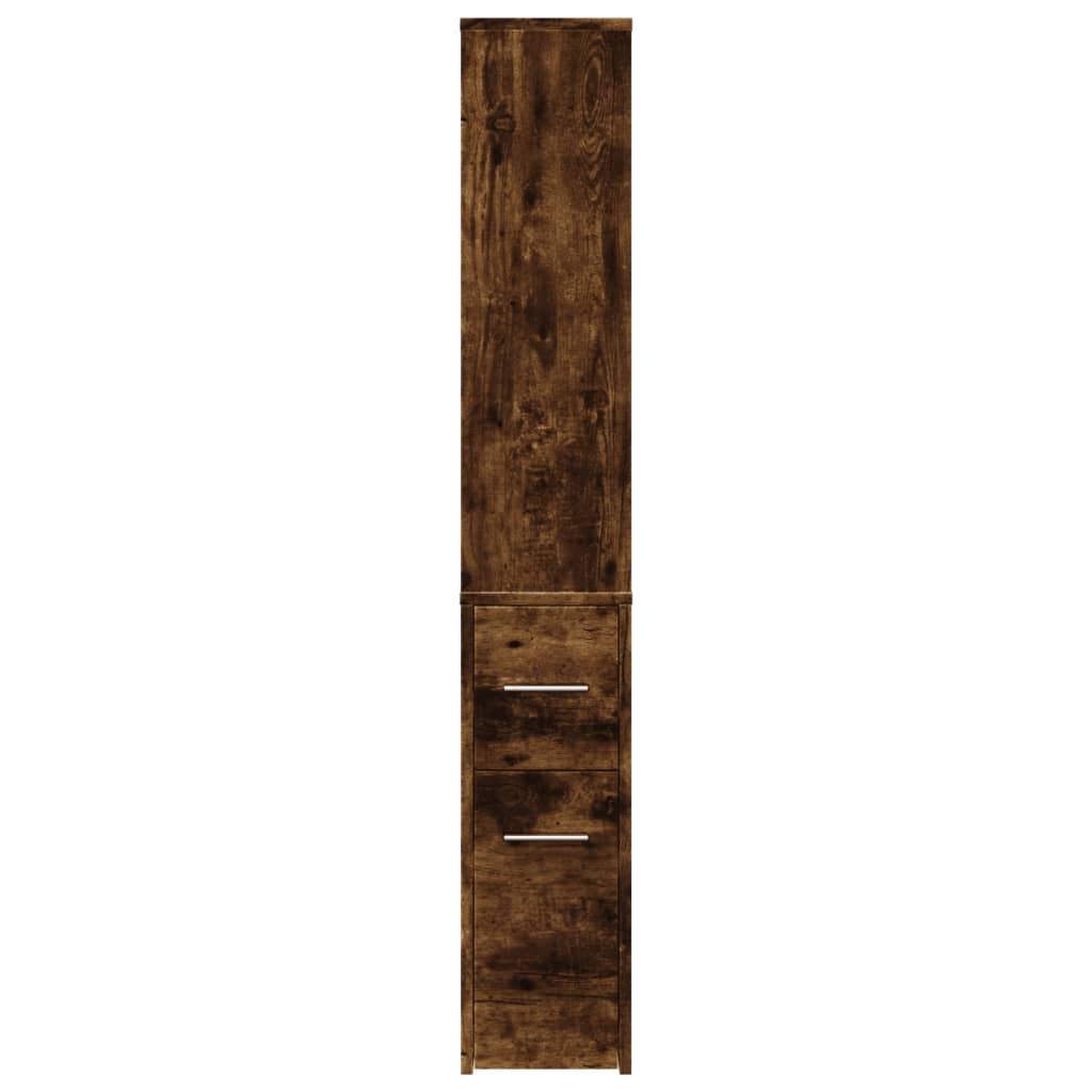 vidaXL Narrow Bathroom Cupboard with Wheels Smoked Oak Engineered Wood