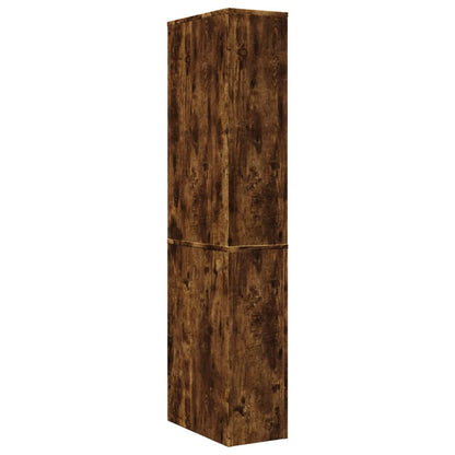 vidaXL Narrow Bathroom Cupboard with Wheels Smoked Oak Engineered Wood