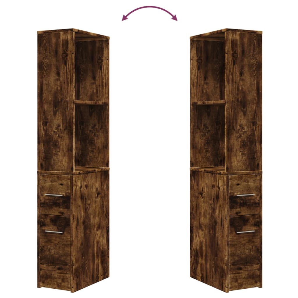vidaXL Narrow Bathroom Cupboard with Wheels Smoked Oak Engineered Wood