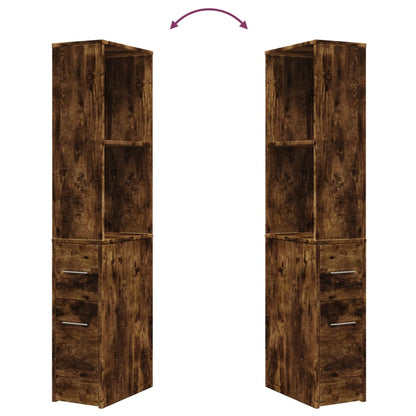 vidaXL Narrow Bathroom Cupboard with Wheels Smoked Oak Engineered Wood