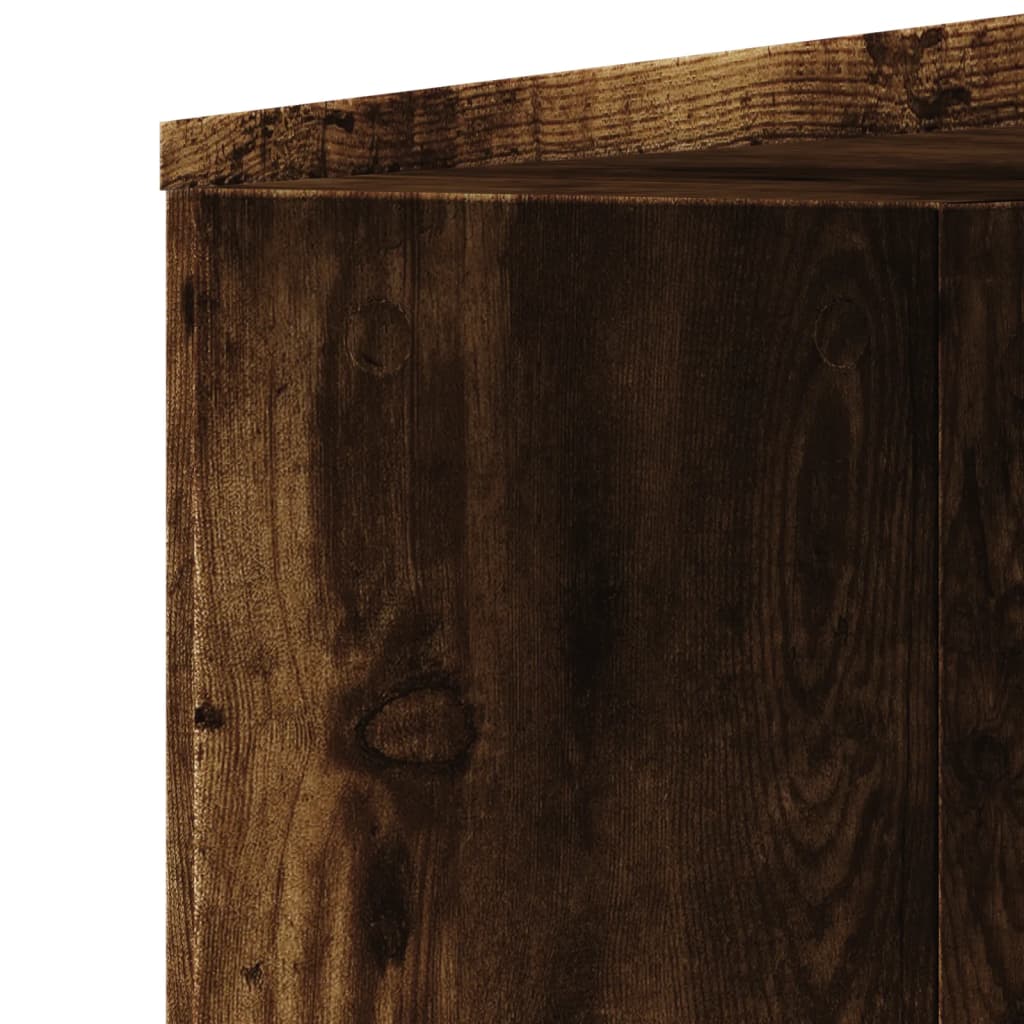 vidaXL Narrow Bathroom Cupboard with Wheels Smoked Oak Engineered Wood