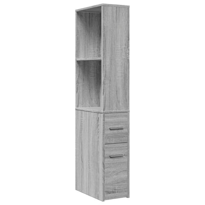 vidaXL Narrow Bathroom Cupboard with Wheels Grey Sonoma