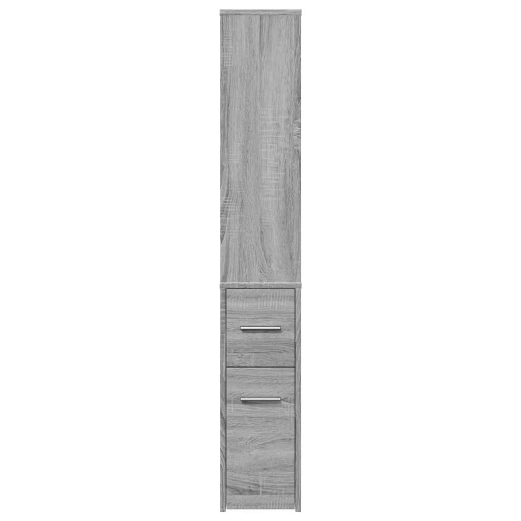 vidaXL Narrow Bathroom Cupboard with Wheels Grey Sonoma