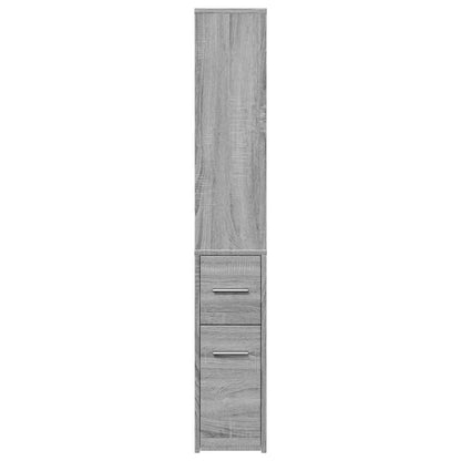vidaXL Narrow Bathroom Cupboard with Wheels Grey Sonoma