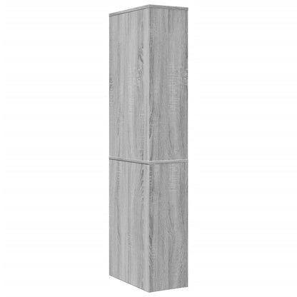 vidaXL Narrow Bathroom Cupboard with Wheels Grey Sonoma