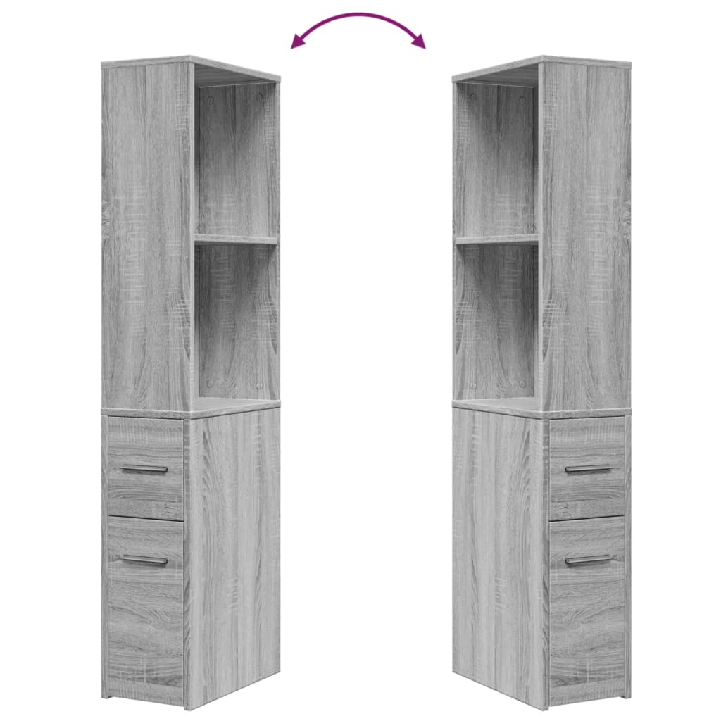 vidaXL Narrow Bathroom Cupboard with Wheels Grey Sonoma