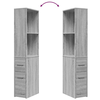 vidaXL Narrow Bathroom Cupboard with Wheels Grey Sonoma