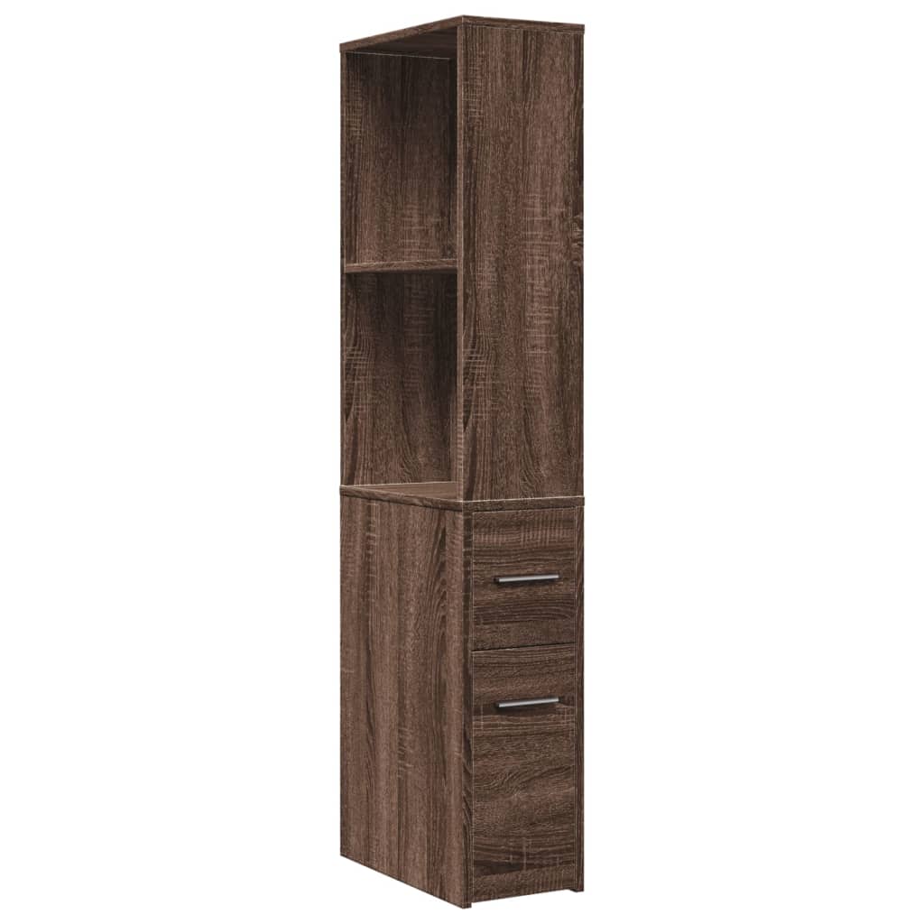vidaXL Narrow Bathroom Cupboard with Wheels Brown Oak Engineered Wood