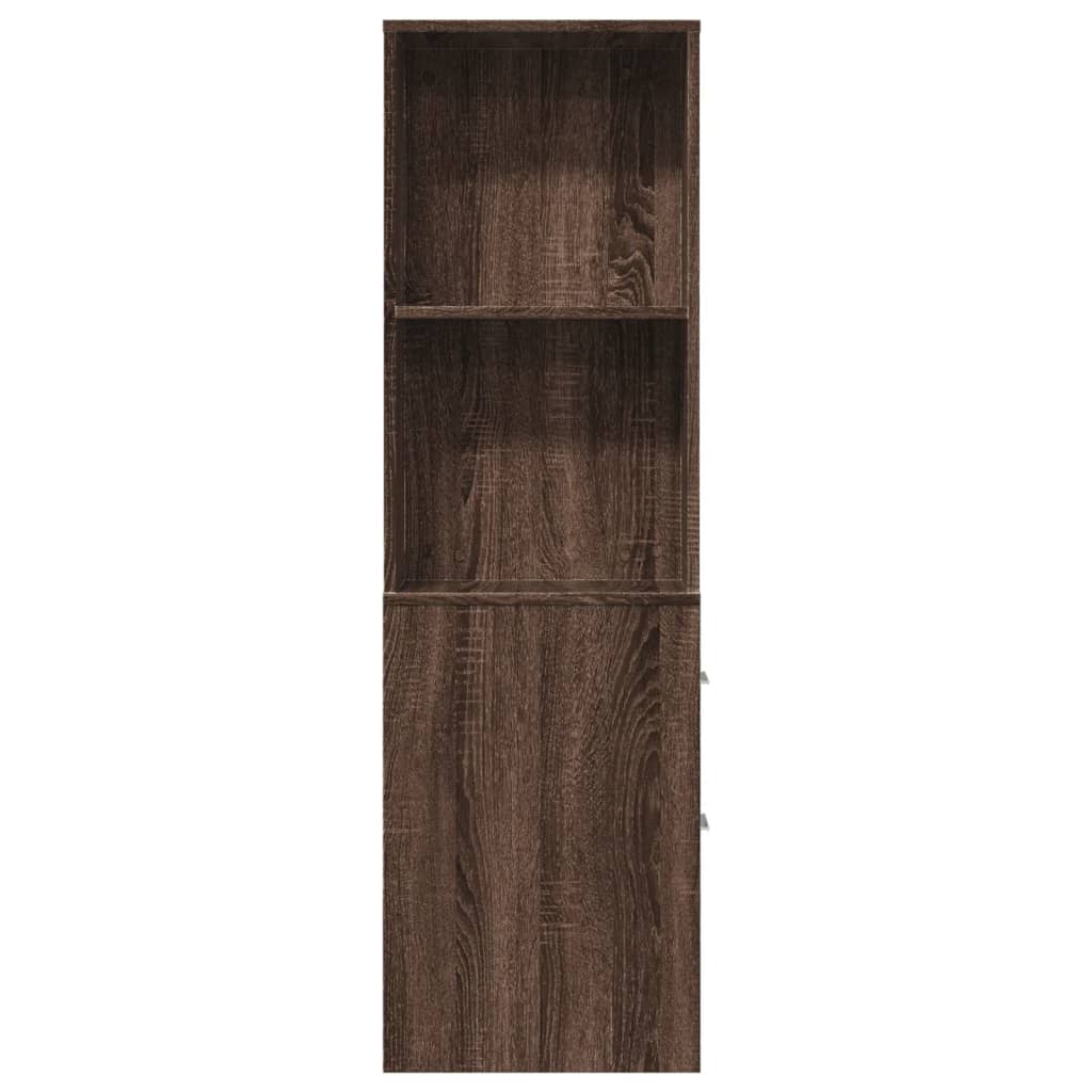 vidaXL Narrow Bathroom Cupboard with Wheels Brown Oak Engineered Wood