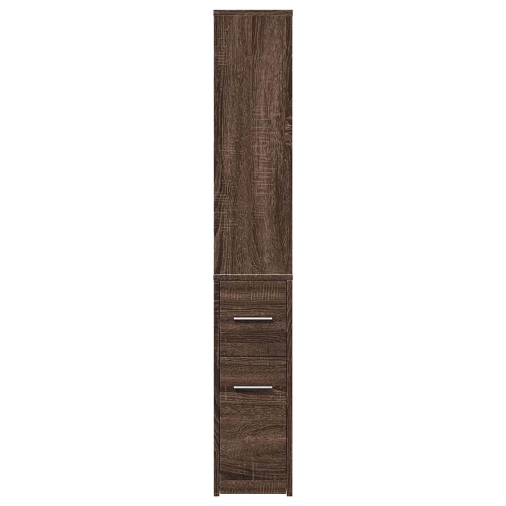 vidaXL Narrow Bathroom Cupboard with Wheels Brown Oak Engineered Wood