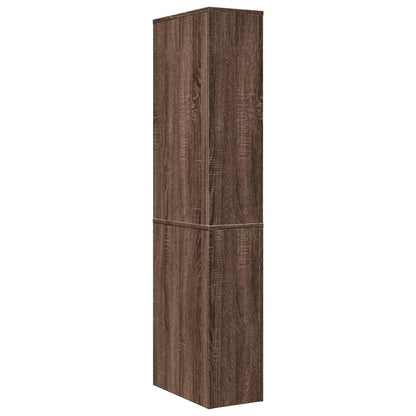 vidaXL Narrow Bathroom Cupboard with Wheels Brown Oak Engineered Wood