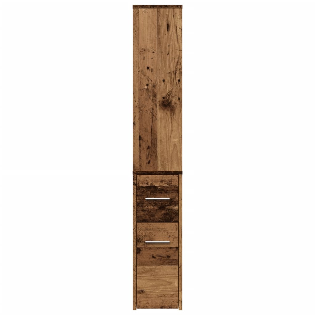 vidaXL Narrow Bathroom Cupboard with Wheels Old Wood Engineered Wood