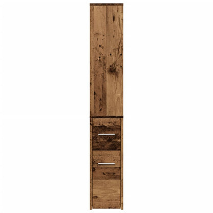vidaXL Narrow Bathroom Cupboard with Wheels Old Wood Engineered Wood