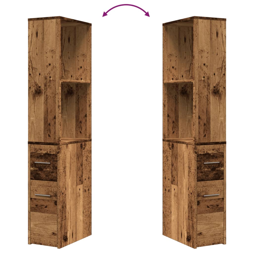 vidaXL Narrow Bathroom Cupboard with Wheels Old Wood Engineered Wood