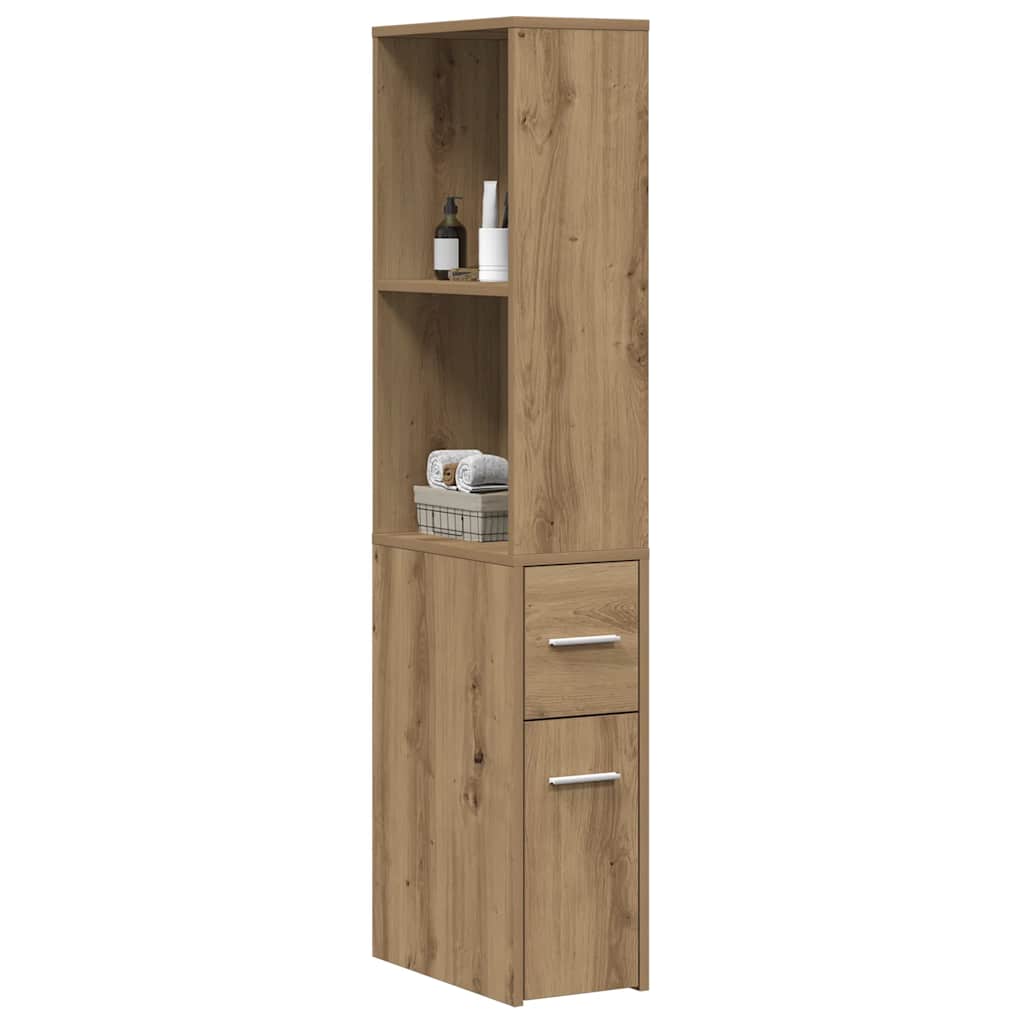 vidaXL Narrow Bathroom Cupboard with Wheels Artisian Oak Engineered Wood