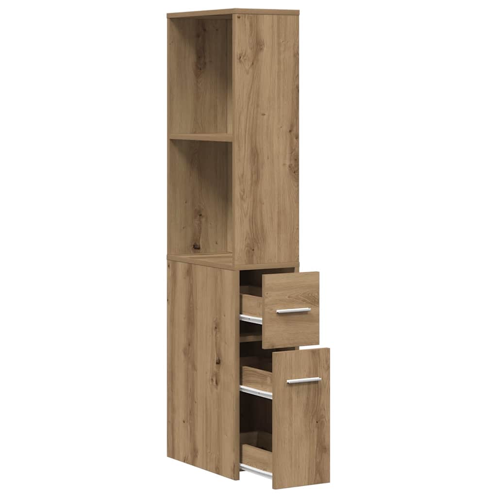 vidaXL Narrow Bathroom Cupboard with Wheels Artisian Oak