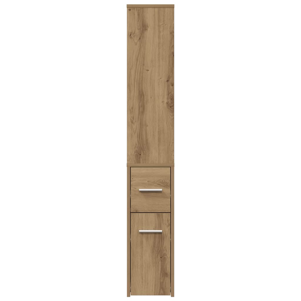 vidaXL Narrow Bathroom Cupboard with Wheels Artisian Oak Engineered Wood