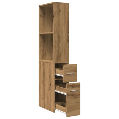 vidaXL Narrow Bathroom Cupboard with Wheels Artisian Oak Engineered Wood