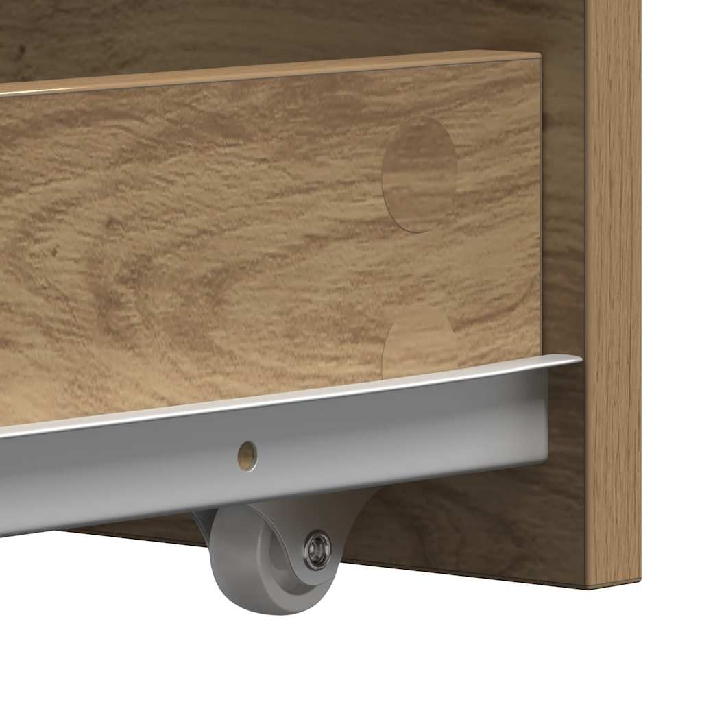 vidaXL Narrow Bathroom Cupboard with Wheels Artisian Oak