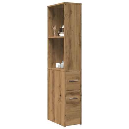 vidaXL Narrow Bathroom Cupboard with Wheels Artisian Oak Engineered Wood