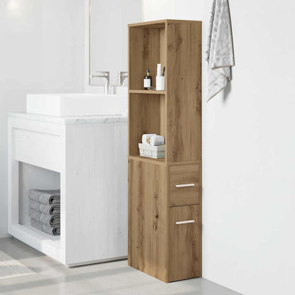 vidaXL Narrow Bathroom Cupboard with Wheels Artisian Oak