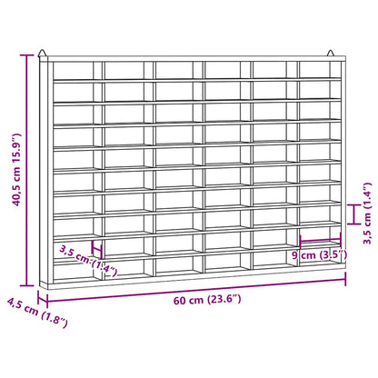 vidaXL Wooden Collector's Display Case with 60 Compartments 60x4.5x40.5cm
