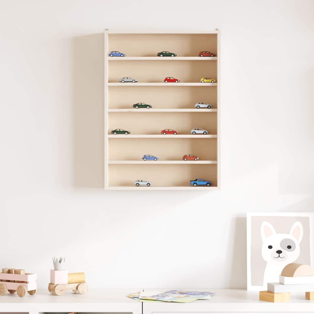 vidaXL Wooden Collector's Display Case with 6 Shelves 40x8.5x55cm