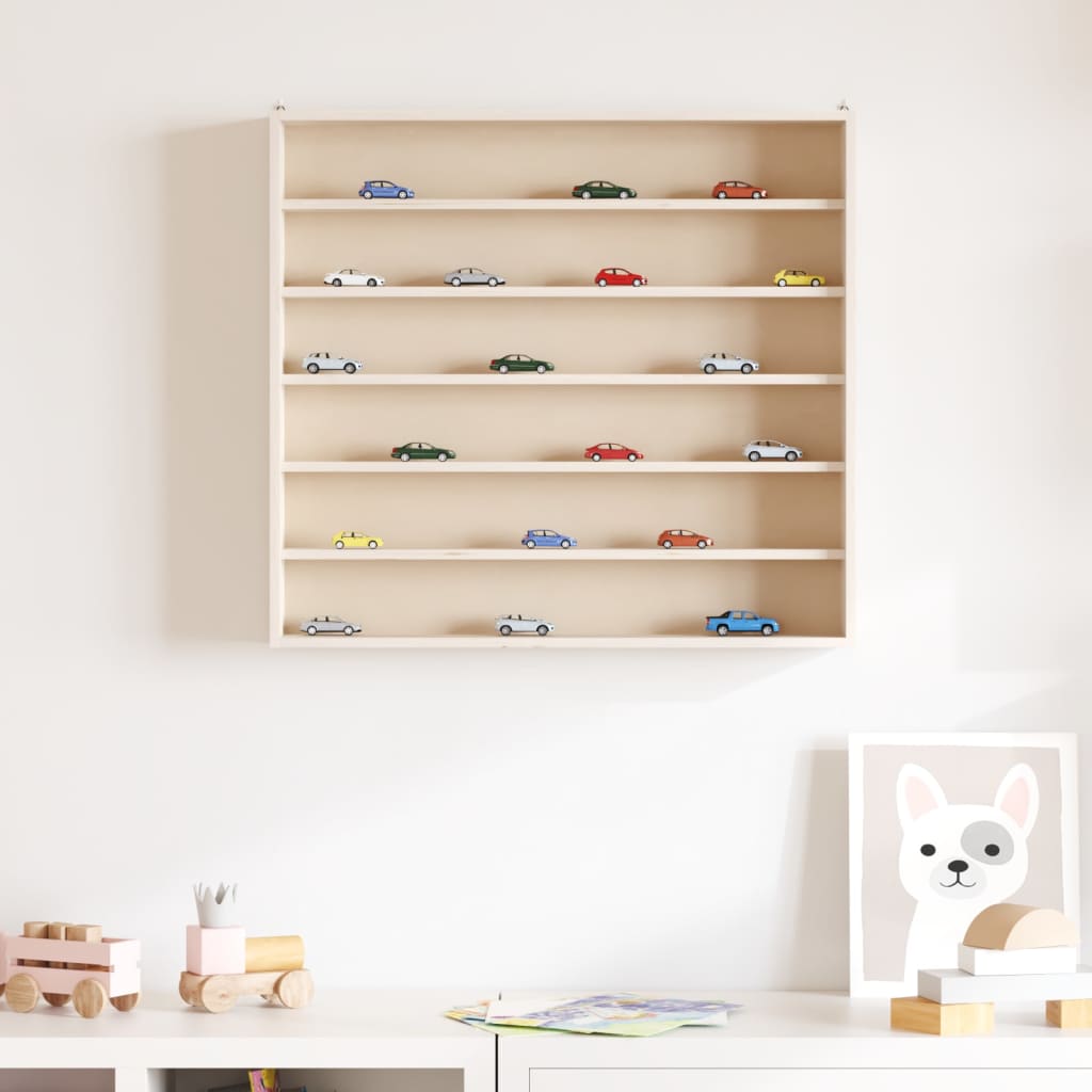 vidaXL Wooden Collector's Display Case with 6 Shelves 60x8.5x55cm