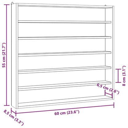 vidaXL Wooden Collector's Display Case with 6 Shelves 60x8.5x55cm