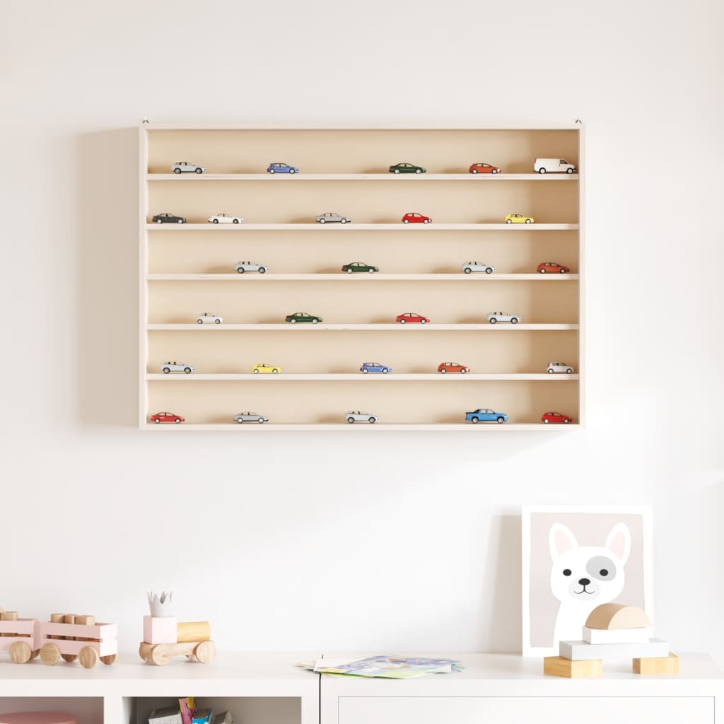 vidaXL Wooden Collector's Display Case with 6 Shelves 80x8.5x55cm