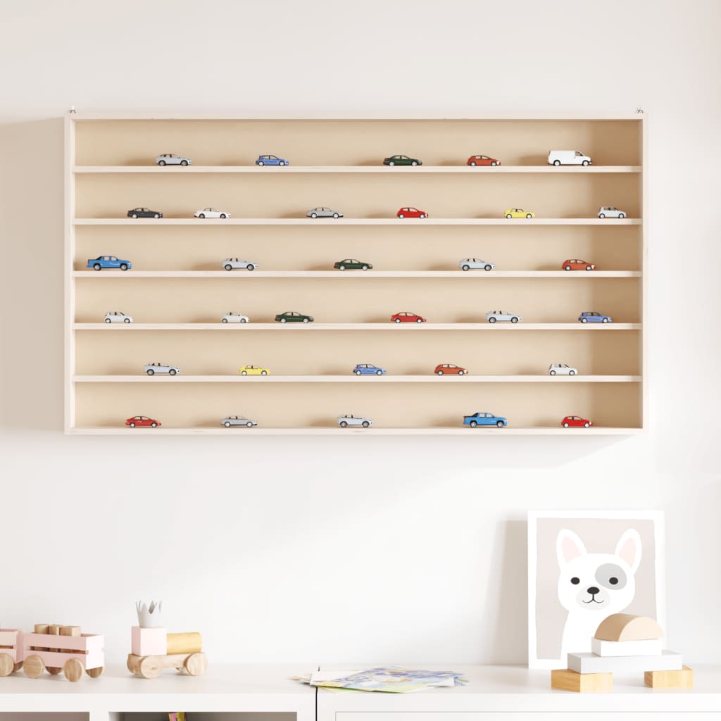 vidaXL Wooden Collector's Display Case with 6 Shelves 100x9x55 cm