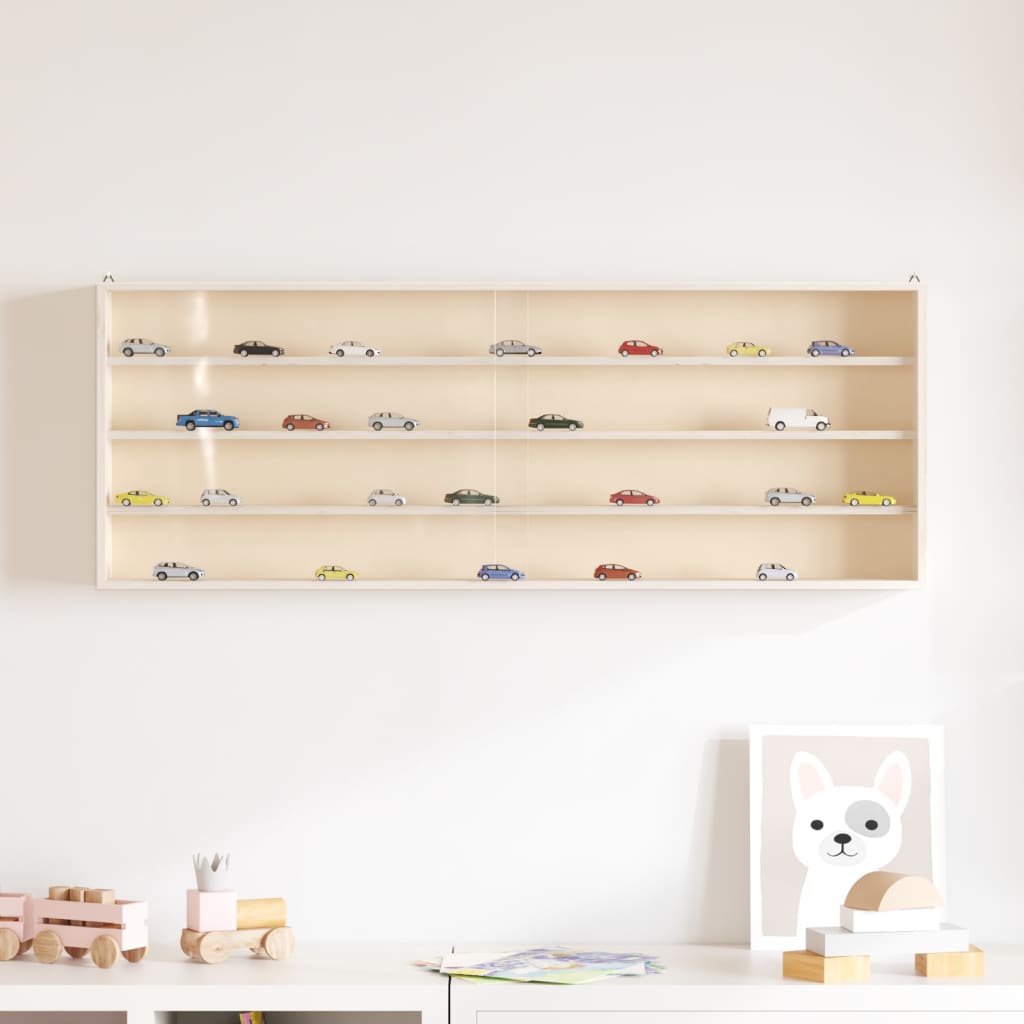 vidaXL Wooden Collector's Display Case with Doors 100x8.5x37cm