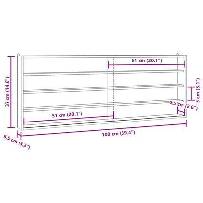 vidaXL Wooden Collector's Display Case with Doors 100x8.5x37cm