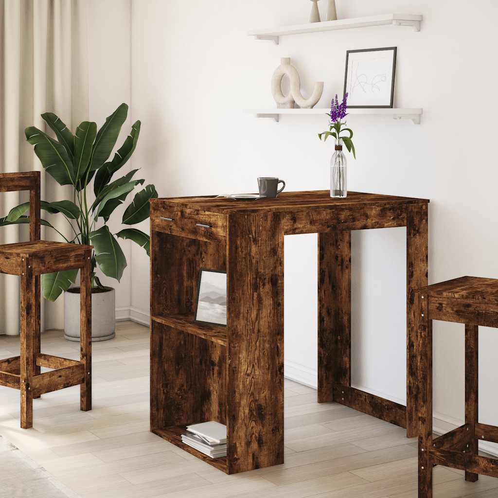 vidaXL Bar Table Smoked Oak102x70x103.5 cm Engineered Wood
