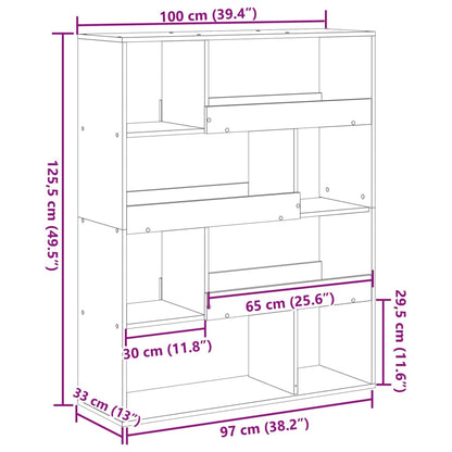 vidaXL Bookcase White 100x33x125,5 cm Engineered Wood