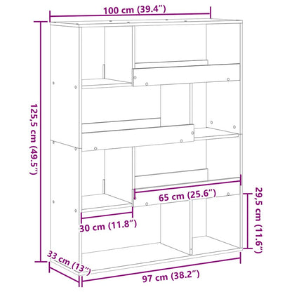 vidaXL Bookcase Concrete Grey 100x33x125,5 cm Engineered Wood
