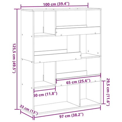 vidaXL Bookcase Grey Sonoma 100x33x125,5 cm Engineered Wood