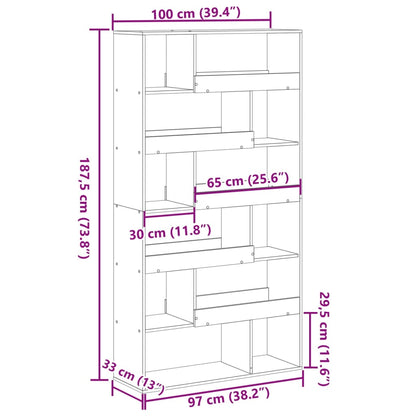 vidaXL Bookcase Old Wood 100x33x187,5 cm Engineered Wood