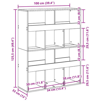 vidaXL Bookcase Grey Sonoma 100x33x125,5 cm Engineered Wood