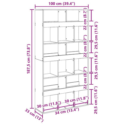 vidaXL Bookcase Artisan Oak 100x33x187,5 cm Engineered Wood